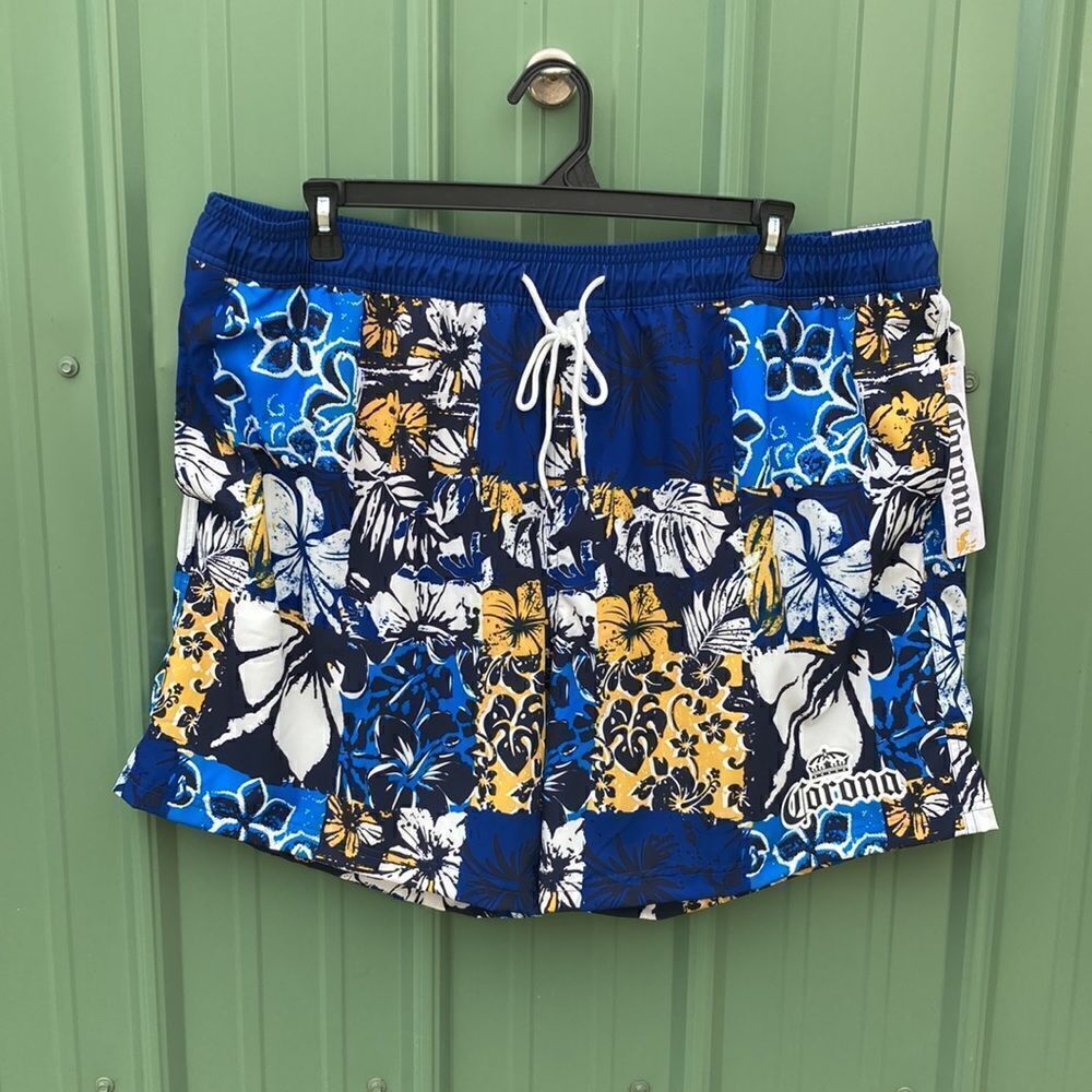 Men’s Corona Tropical Print Board Shorts Swim Trunks Beach Size 3XL